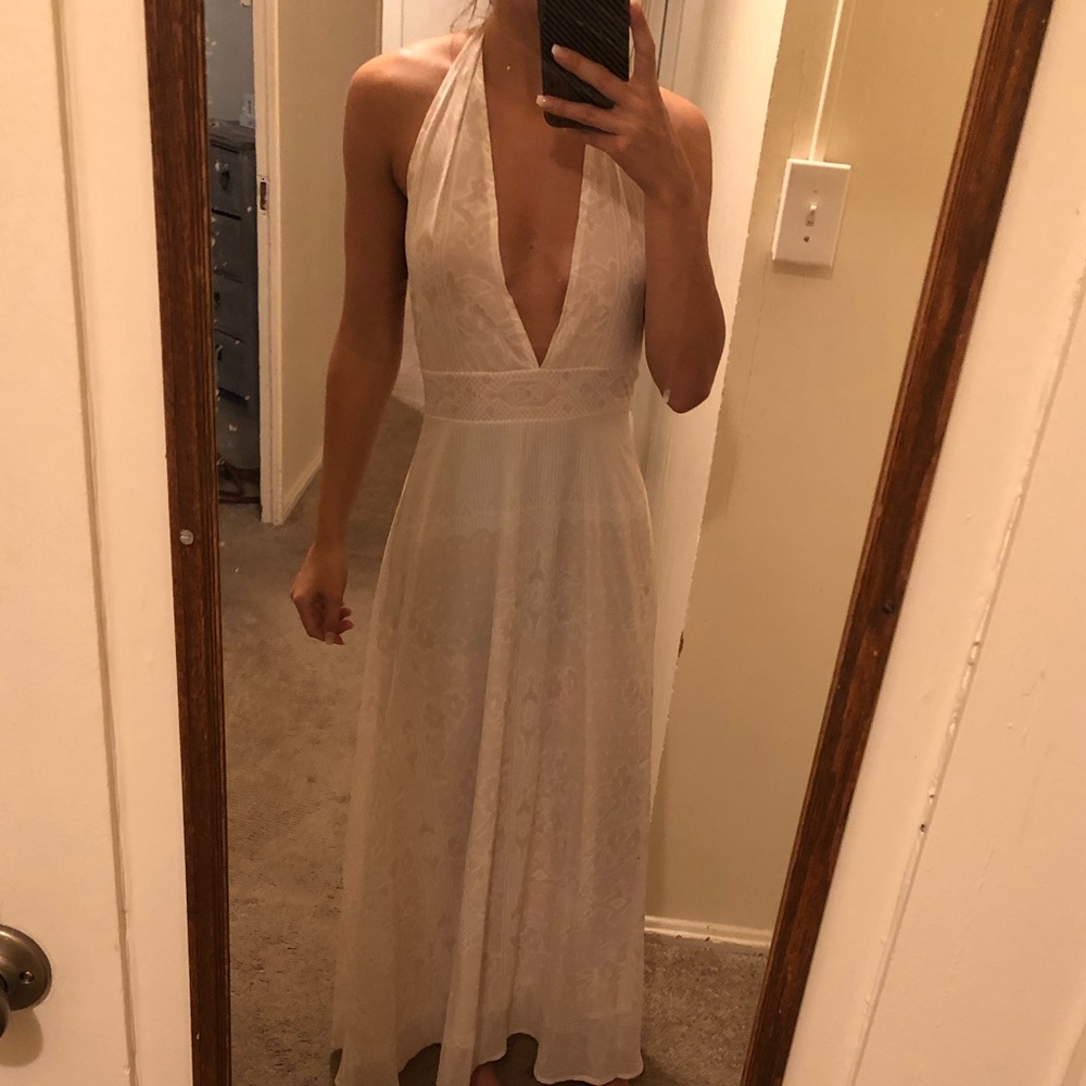 Plunging Halter Maxi Dress